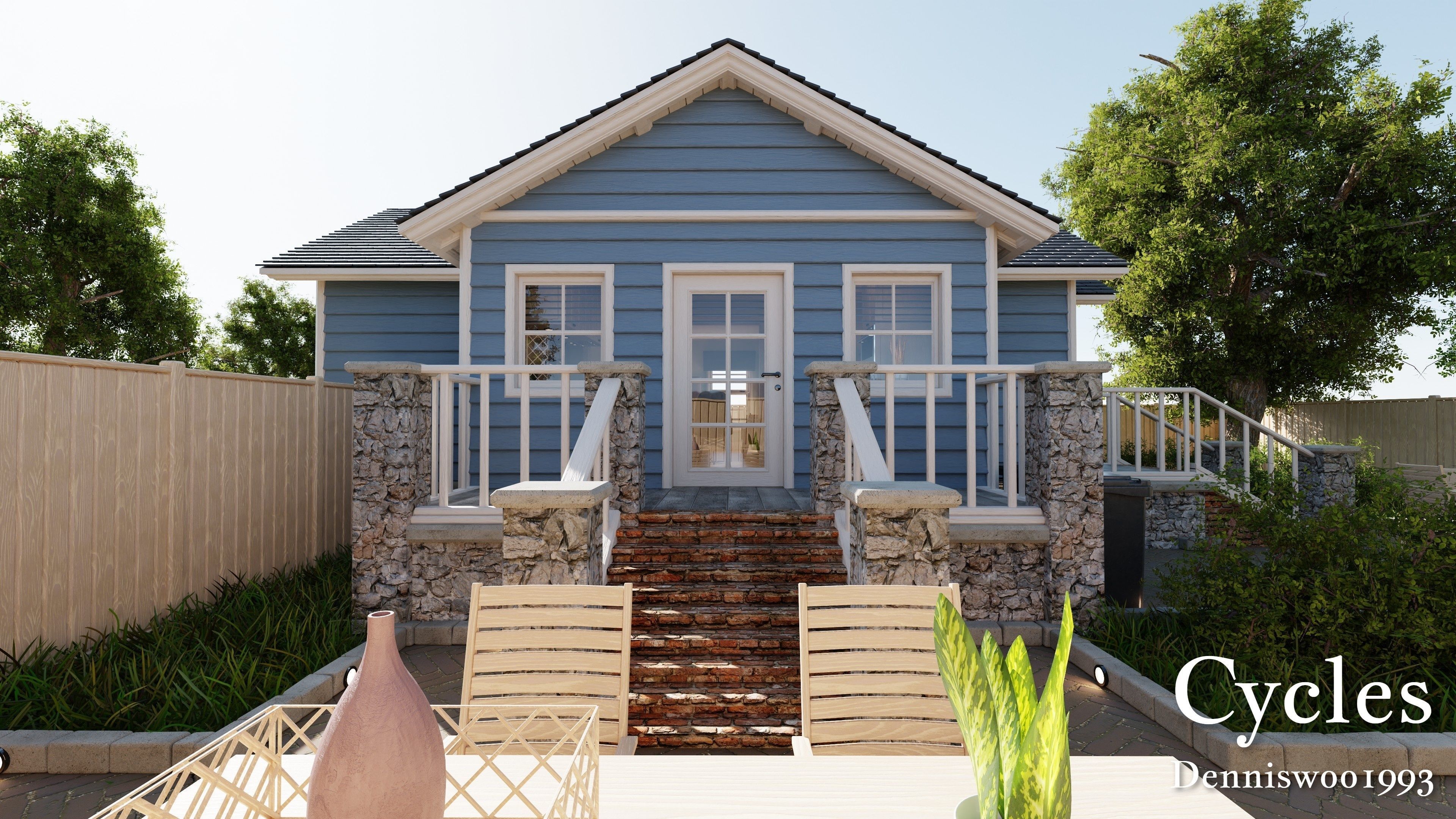 SHC Modular Classic Style American House 3 Low-poly 3D model_8