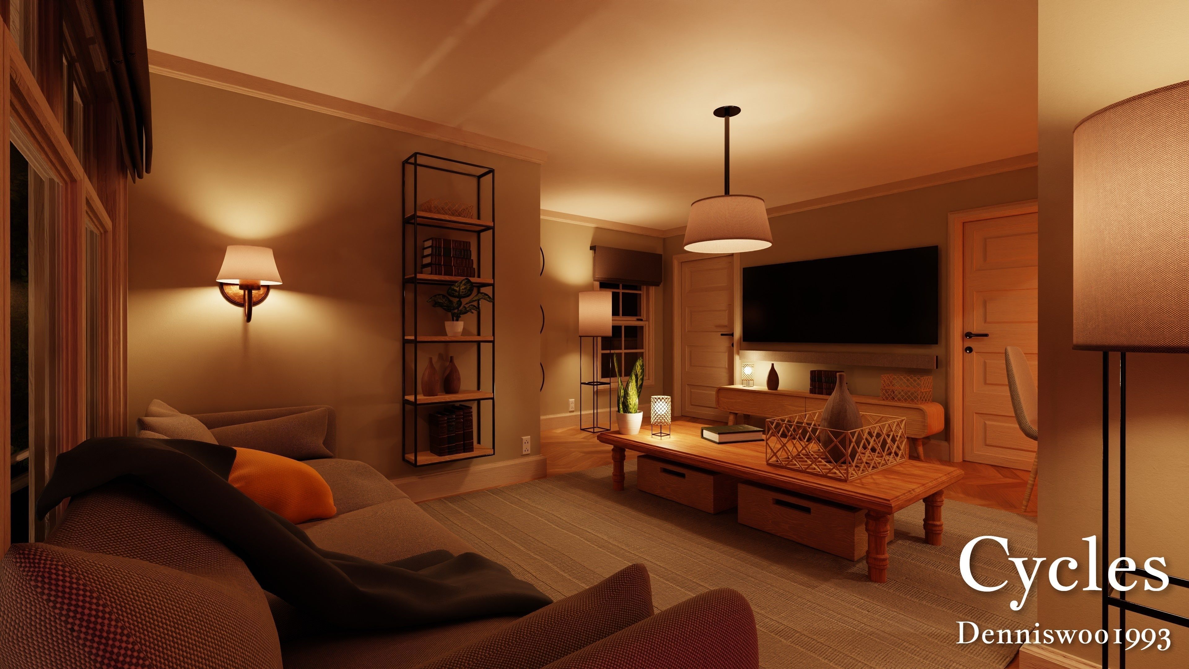 SHC Modular Classic Style American House 3 Low-poly 3D model_10