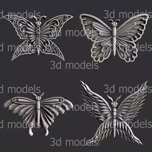 3d STL models for CNC router or 3d printer set butterfly  P443 
