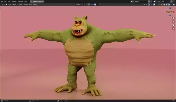 Killer Gorilla 3D Model from Classic Book Super Mouse Low-poly 3D model