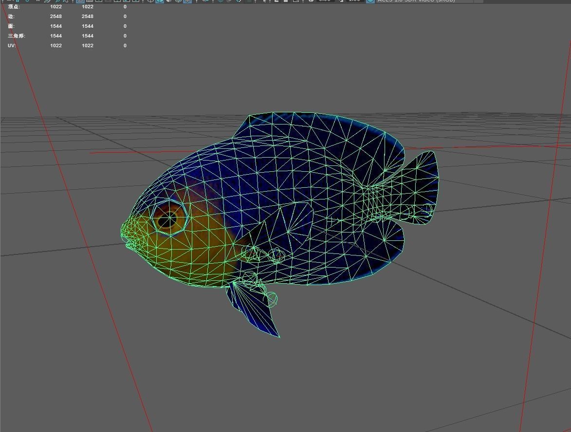 Bass fish Low-poly 3D model_6