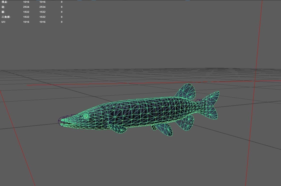 Pike fish Low-poly 3D model_2