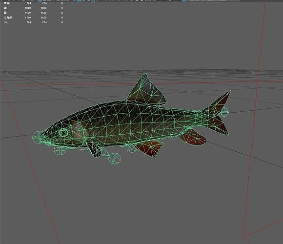 Carp fish Low-poly 3D model 3