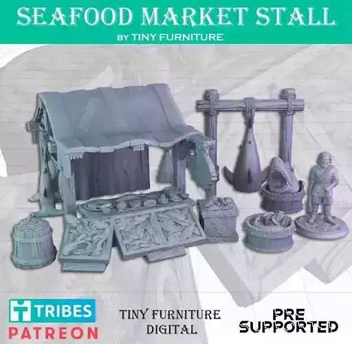 Seafood Market Stall 3D print model