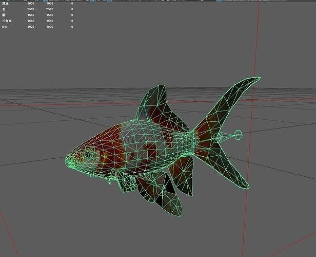 Carp fish Low-poly 3D model 7