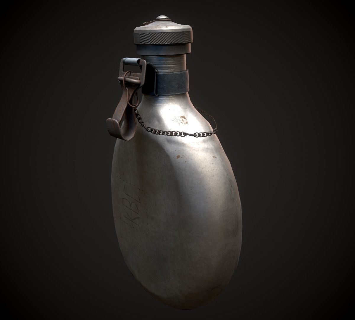 Vintage Military Water Flask - Low poly Game-ready PBR 3D Model Low-poly 3D model_3