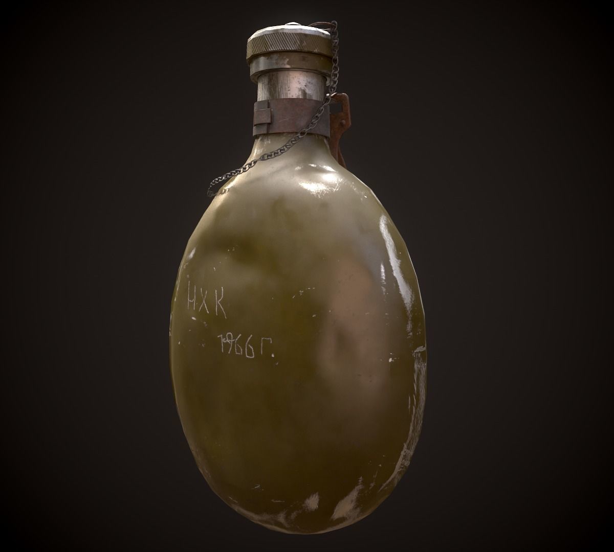 Vintage Military Water Flask - Low poly Game-ready PBR 3D Model Low-poly 3D model_11