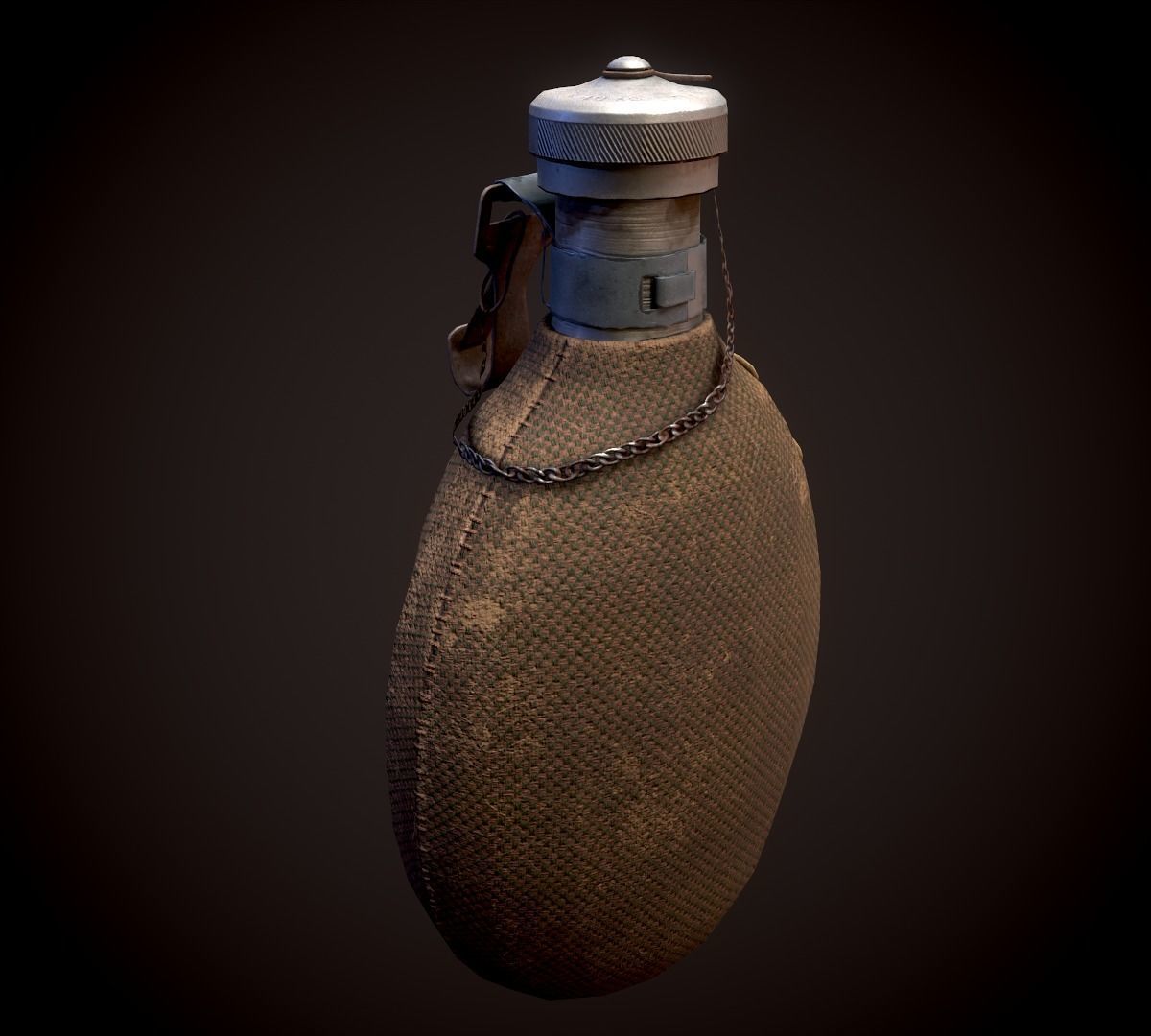 Vintage Military Water Flask - Low poly Game-ready PBR 3D Model Low-poly 3D model_17
