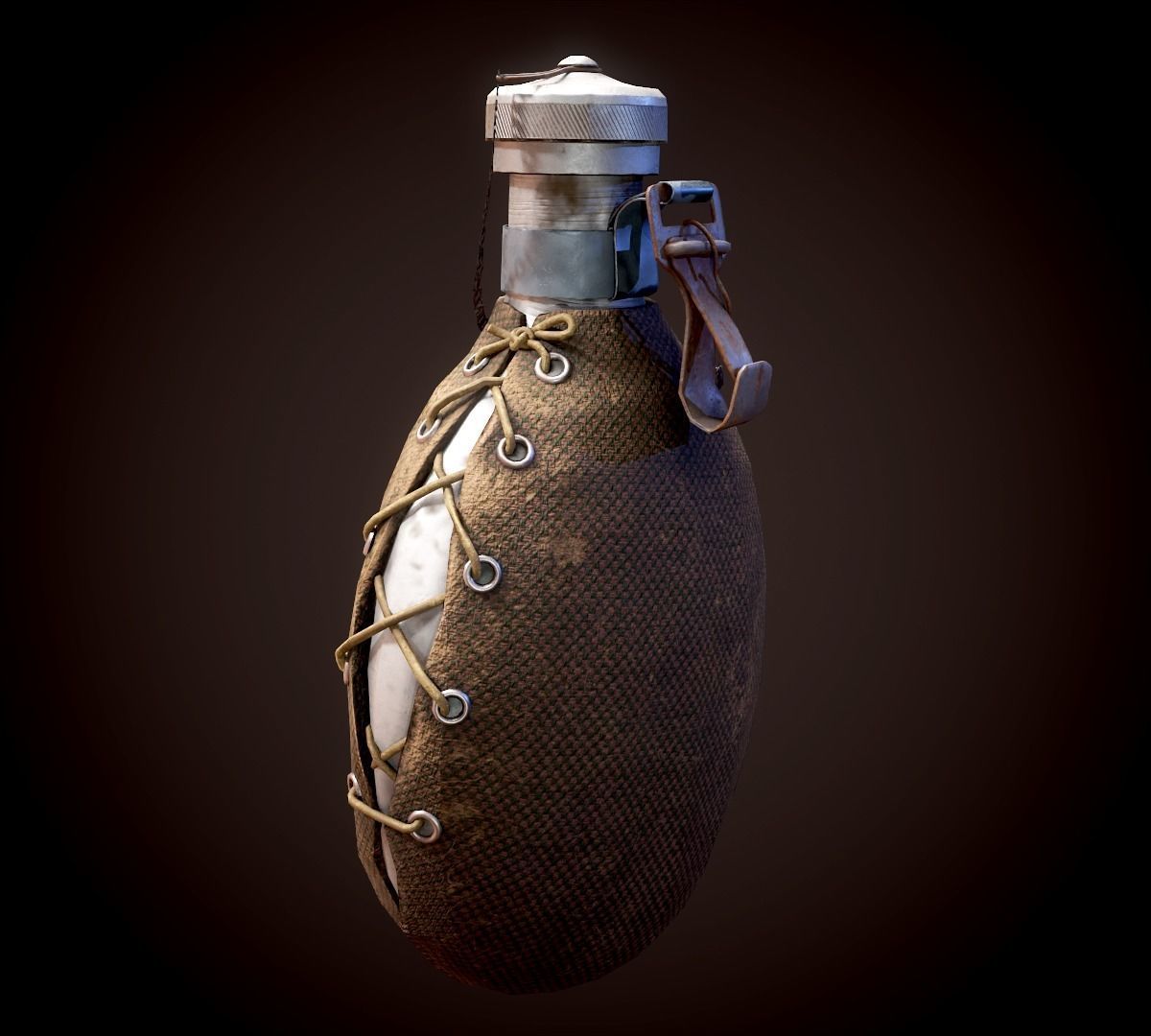 Vintage Military Water Flask - Low poly Game-ready PBR 3D Model Low-poly 3D model_21
