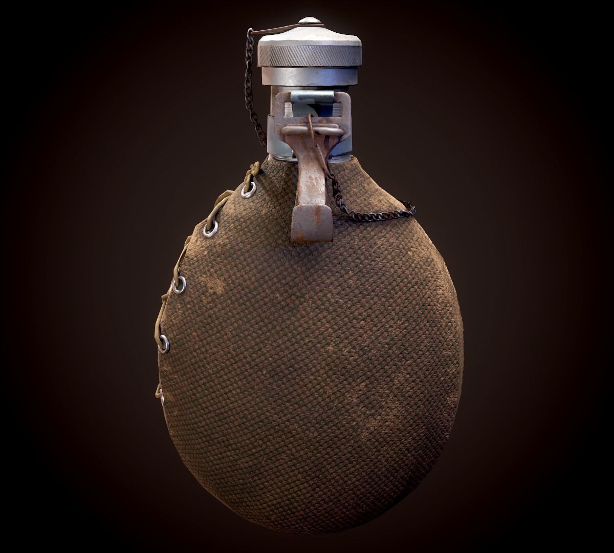 Vintage Military Water Flask - Low poly Game-ready PBR 3D Model Low-poly 3D model_24