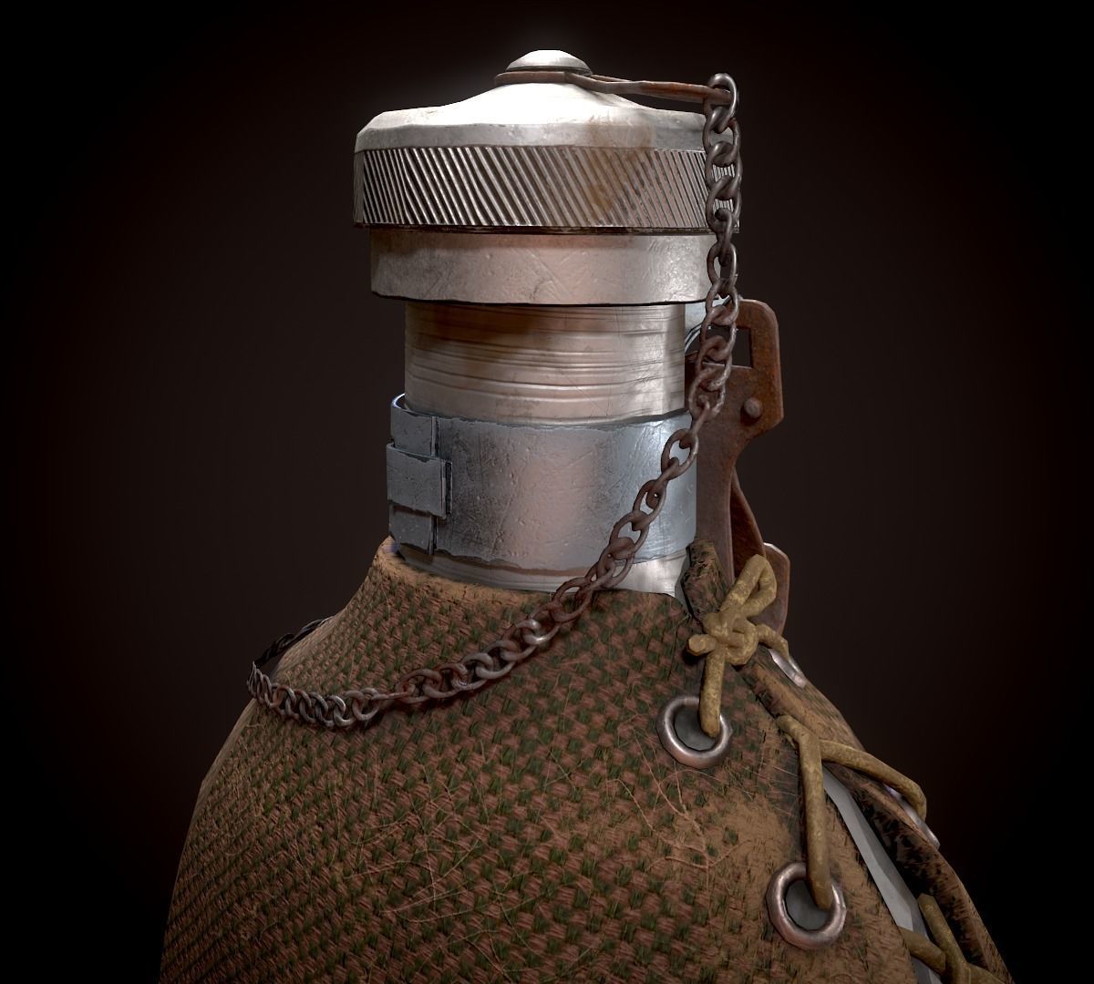 Vintage Military Water Flask - Low poly Game-ready PBR 3D Model Low-poly 3D model_22