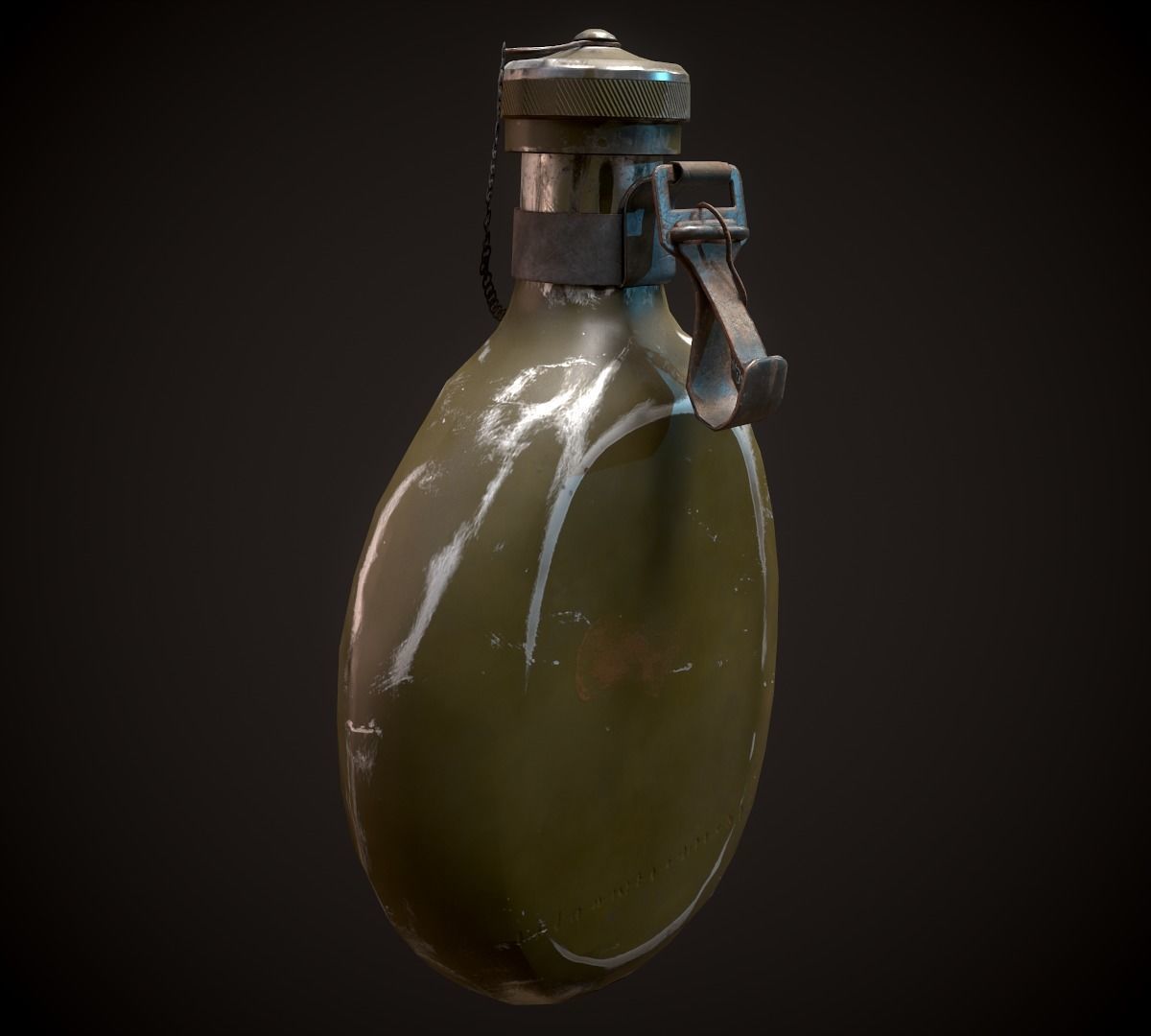 Vintage Military Water Flask - Low poly Game-ready PBR 3D Model Low-poly 3D model_10