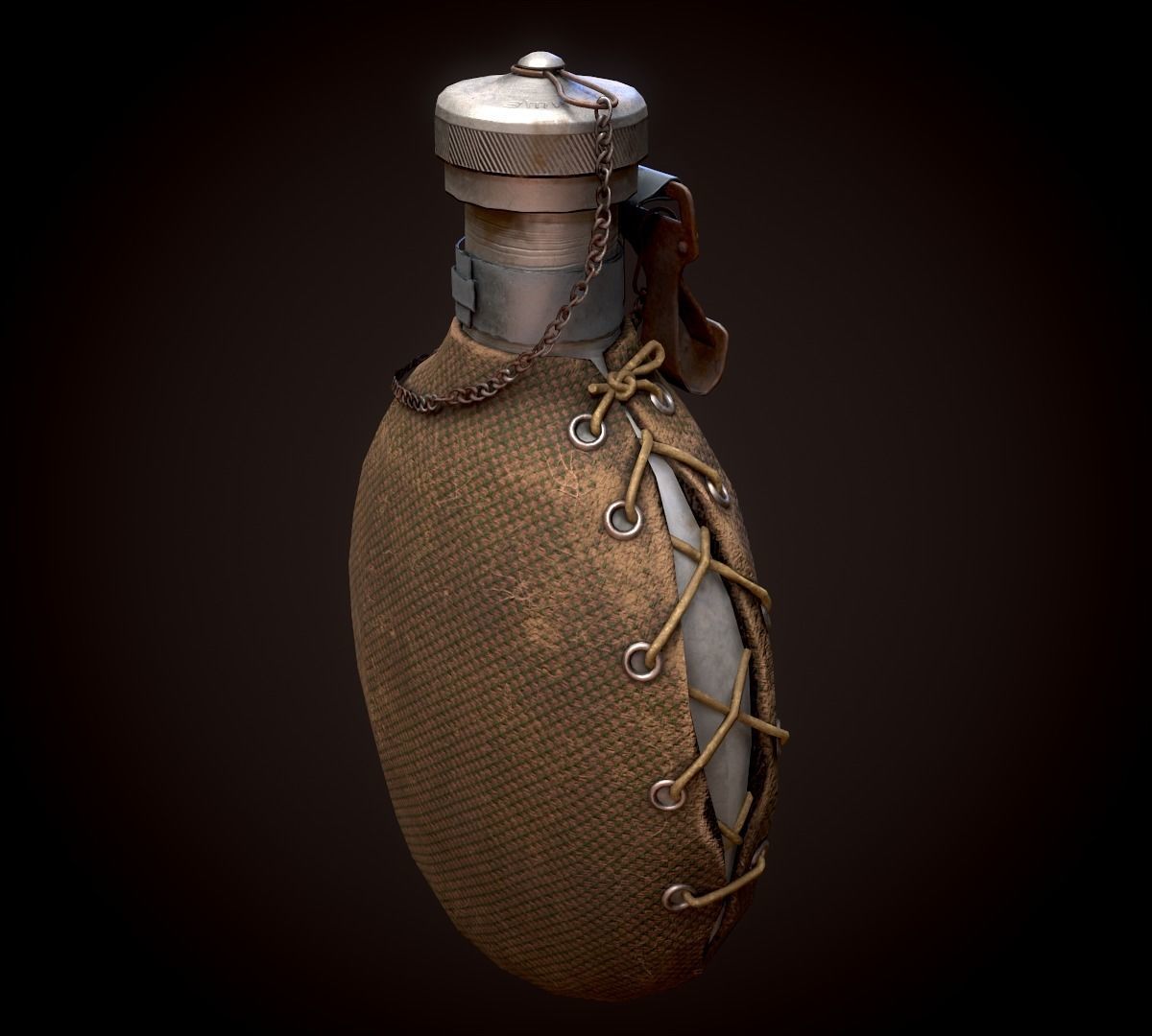 Vintage Military Water Flask - Low poly Game-ready PBR 3D Model Low-poly 3D model_18