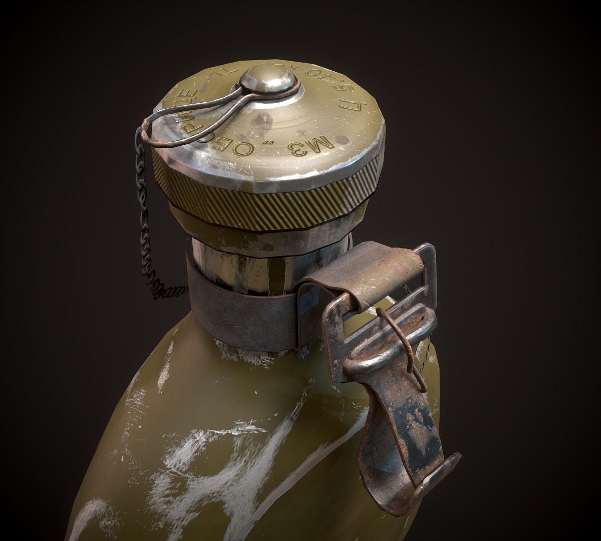Vintage Military Water Flask - Low poly Game-ready PBR 3D Model Low-poly 3D model_12