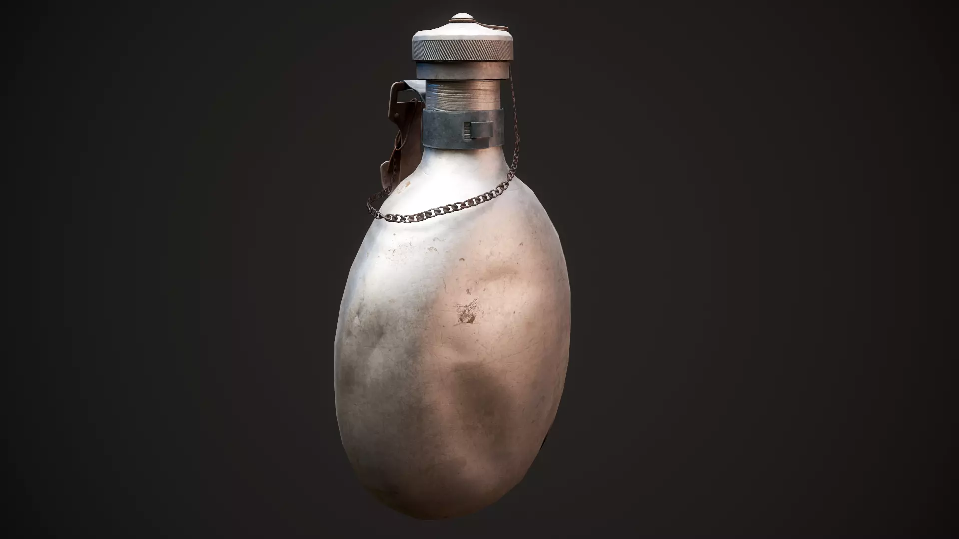 Vintage Military Water Flask - Low poly Game-ready PBR 3D Model Low-poly 3D model_0
