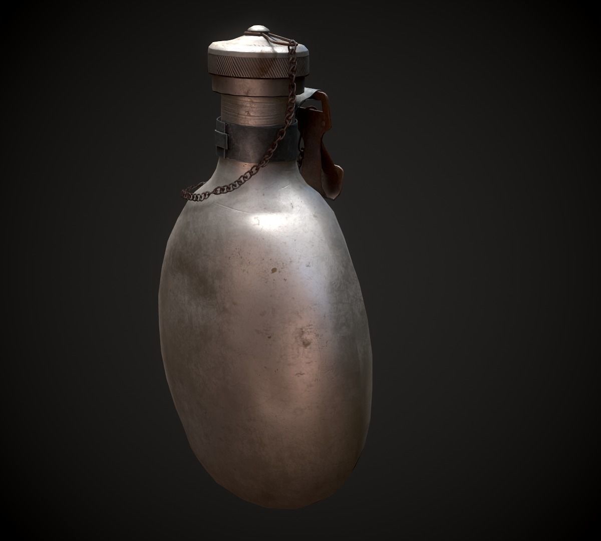 Vintage Military Water Flask - Low poly Game-ready PBR 3D Model Low-poly 3D model_2