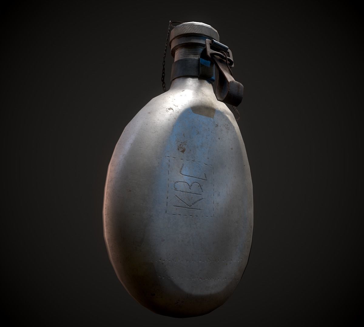 Vintage Military Water Flask - Low poly Game-ready PBR 3D Model Low-poly 3D model_4