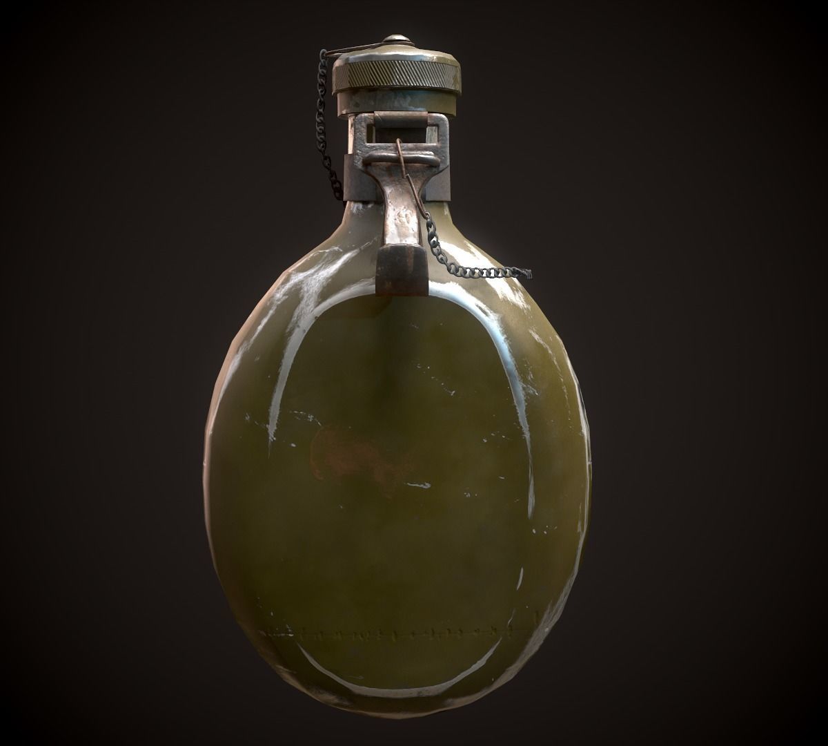 Vintage Military Water Flask - Low poly Game-ready PBR 3D Model Low-poly 3D model_15