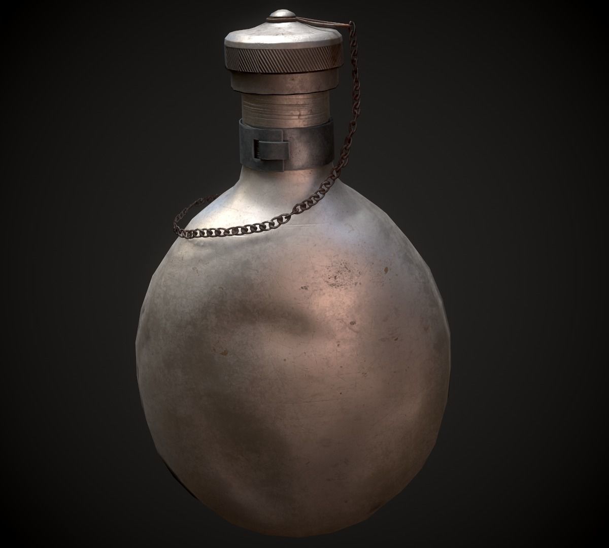 Vintage Military Water Flask - Low poly Game-ready PBR 3D Model Low-poly 3D model_6