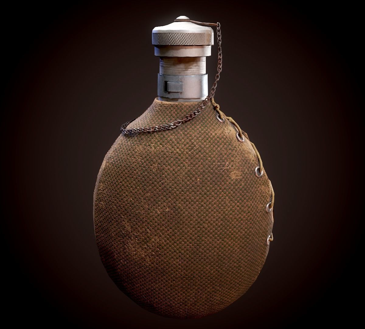 Vintage Military Water Flask - Low poly Game-ready PBR 3D Model Low-poly 3D model_23