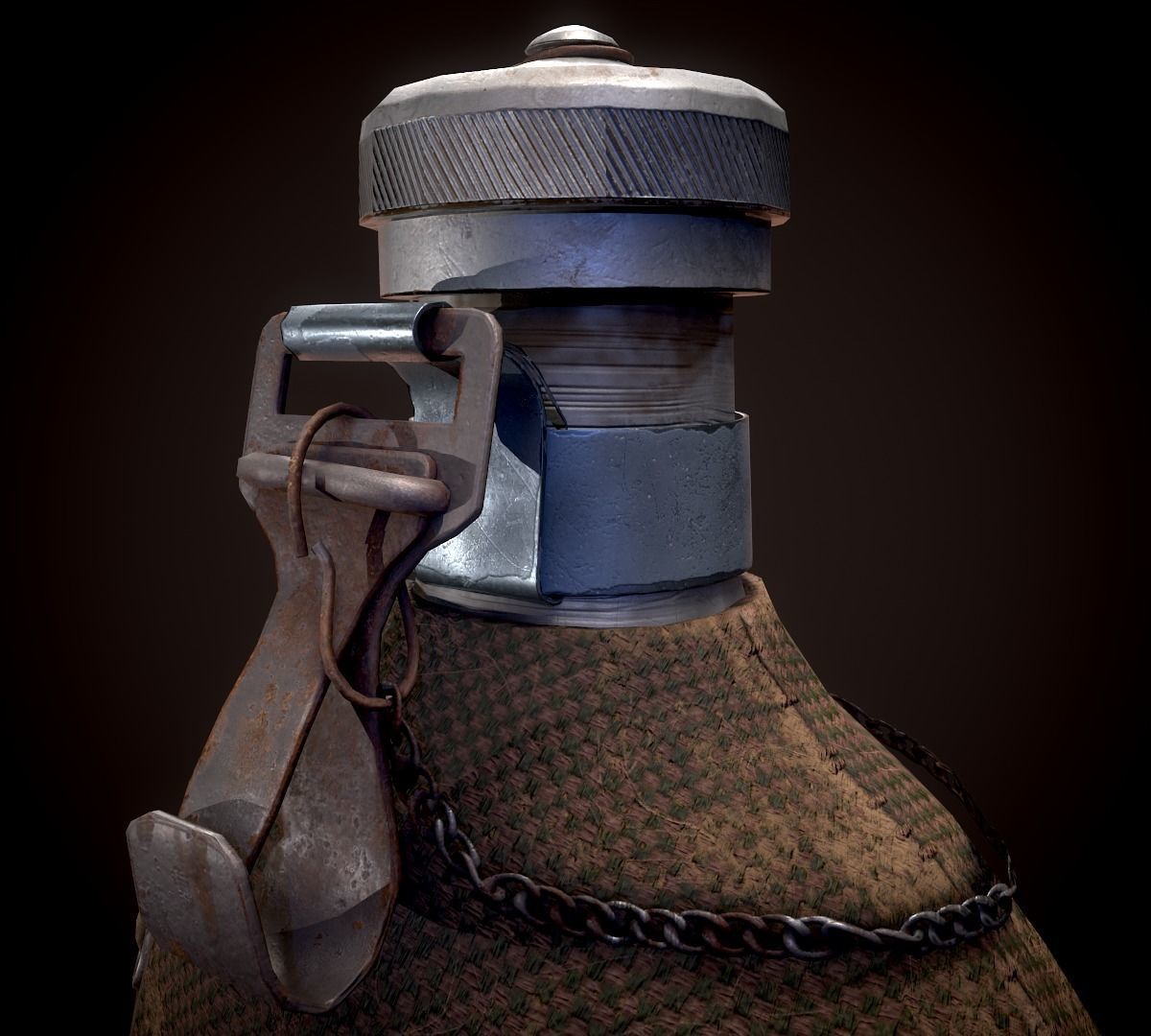 Vintage Military Water Flask - Low poly Game-ready PBR 3D Model Low-poly 3D model_20