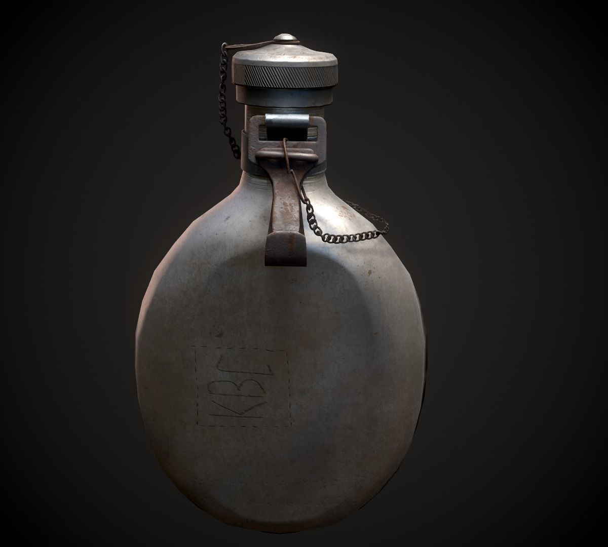 Vintage Military Water Flask - Low poly Game-ready PBR 3D Model Low-poly 3D model_7