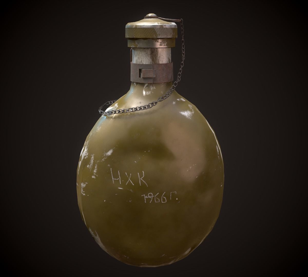 Vintage Military Water Flask - Low poly Game-ready PBR 3D Model Low-poly 3D model_16
