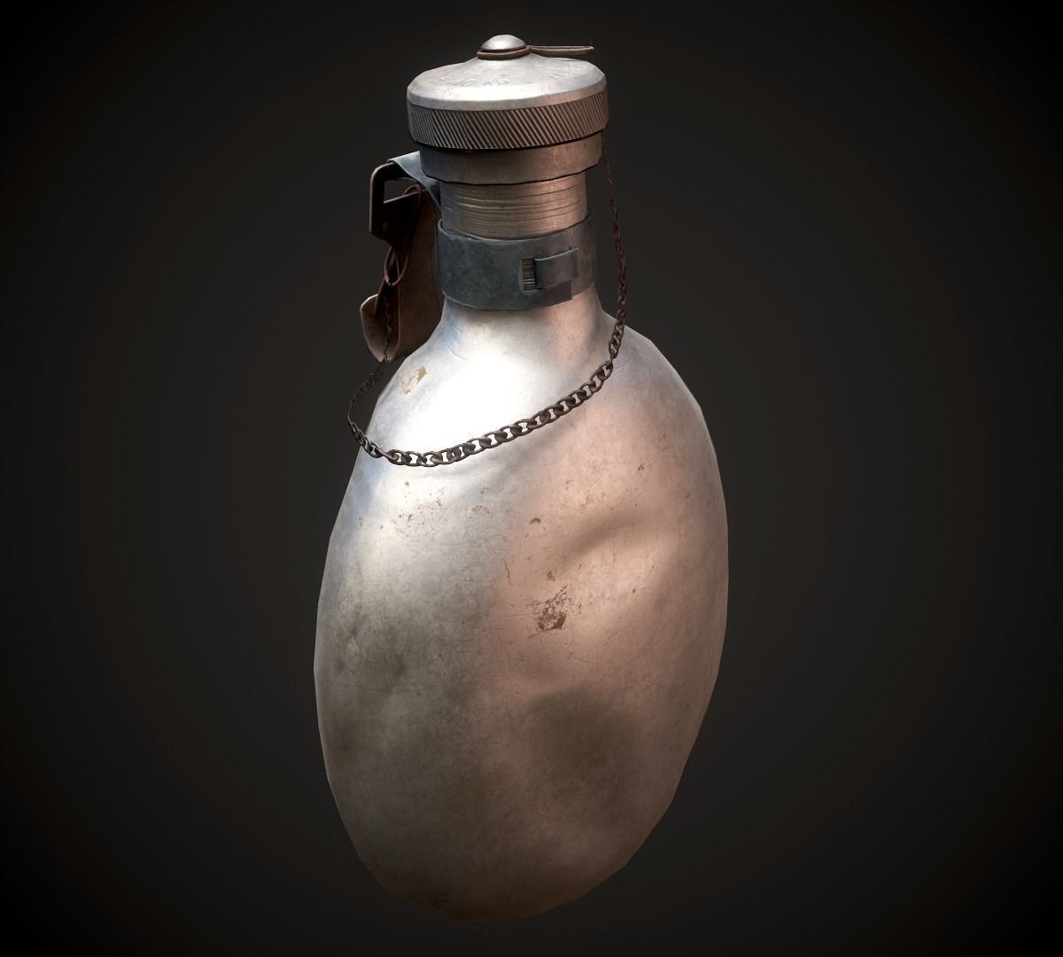 Vintage Military Water Flask - Low poly Game-ready PBR 3D Model Low-poly 3D model_1