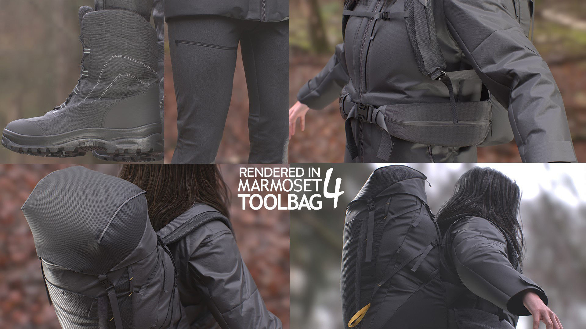 Woman Backpacker - Modular - Rigged Low-poly 3D model_13