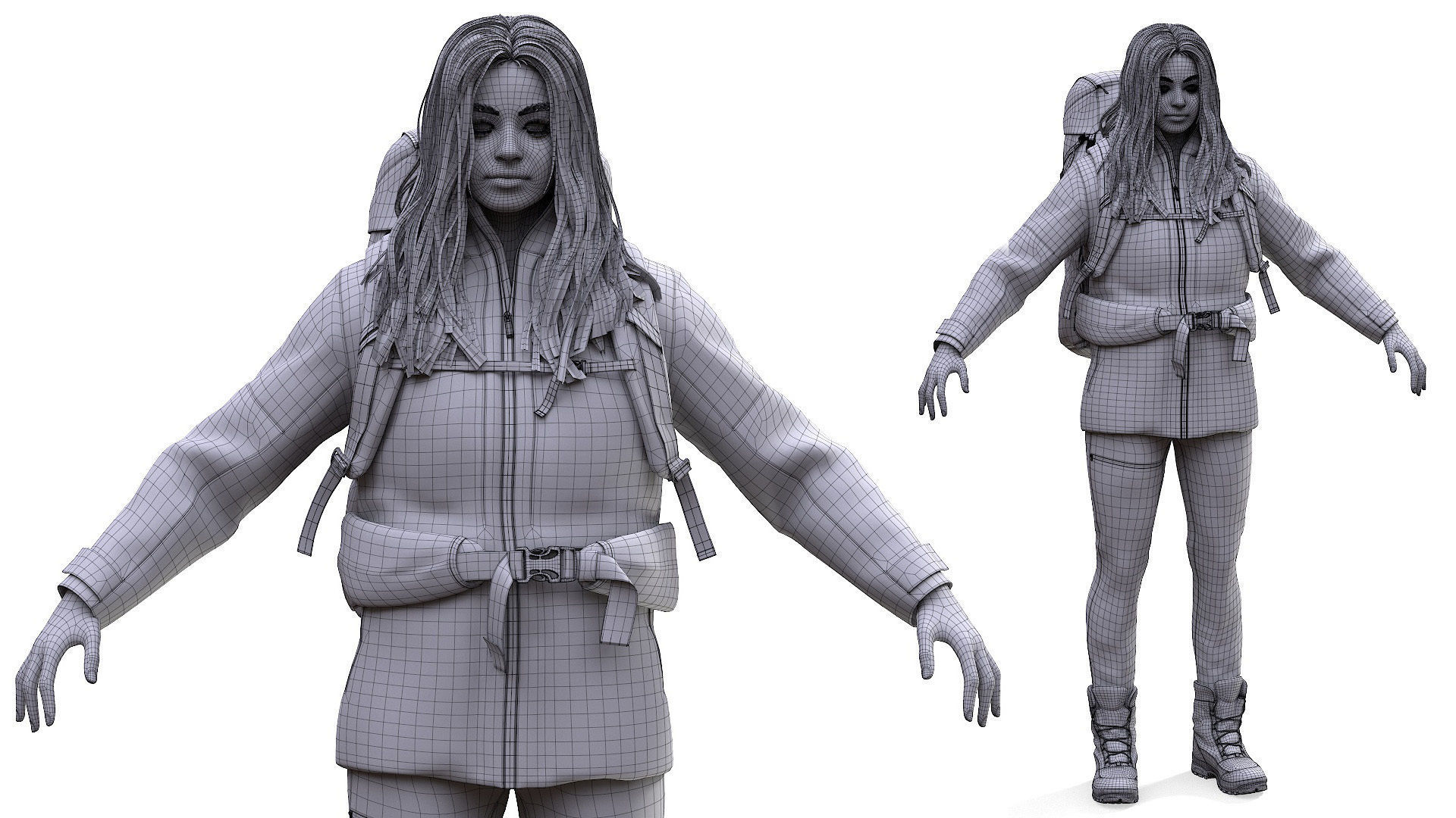 Woman Backpacker - Modular - Rigged Low-poly 3D model_14