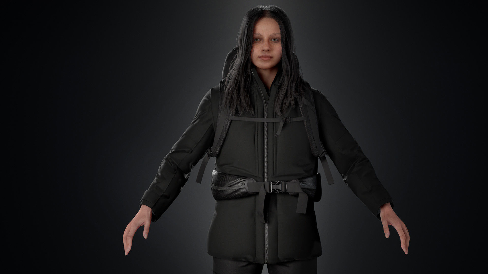 Woman Backpacker - Modular - Rigged Low-poly 3D model_21