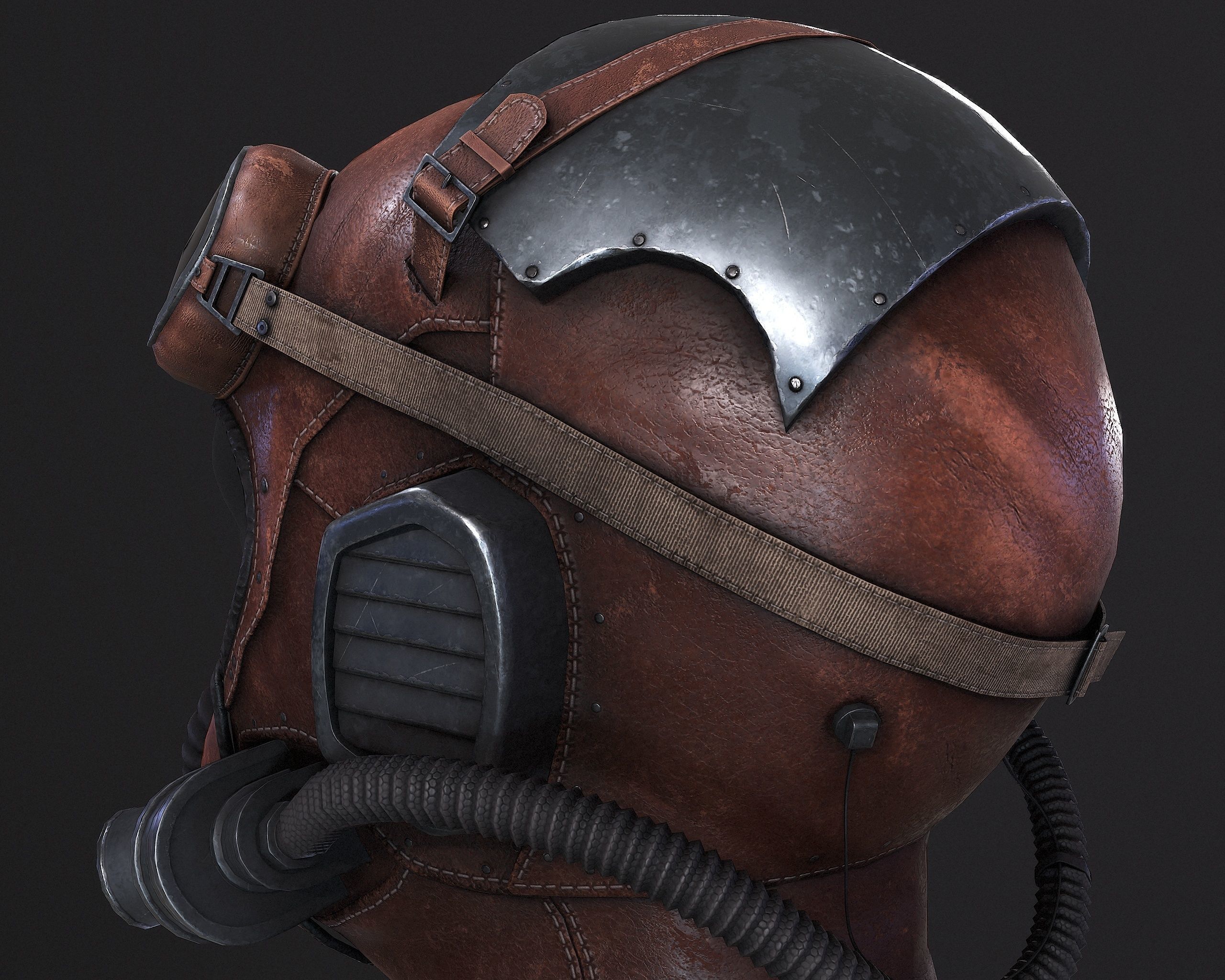 Steampunk Helmet Low-poly 3D model_6