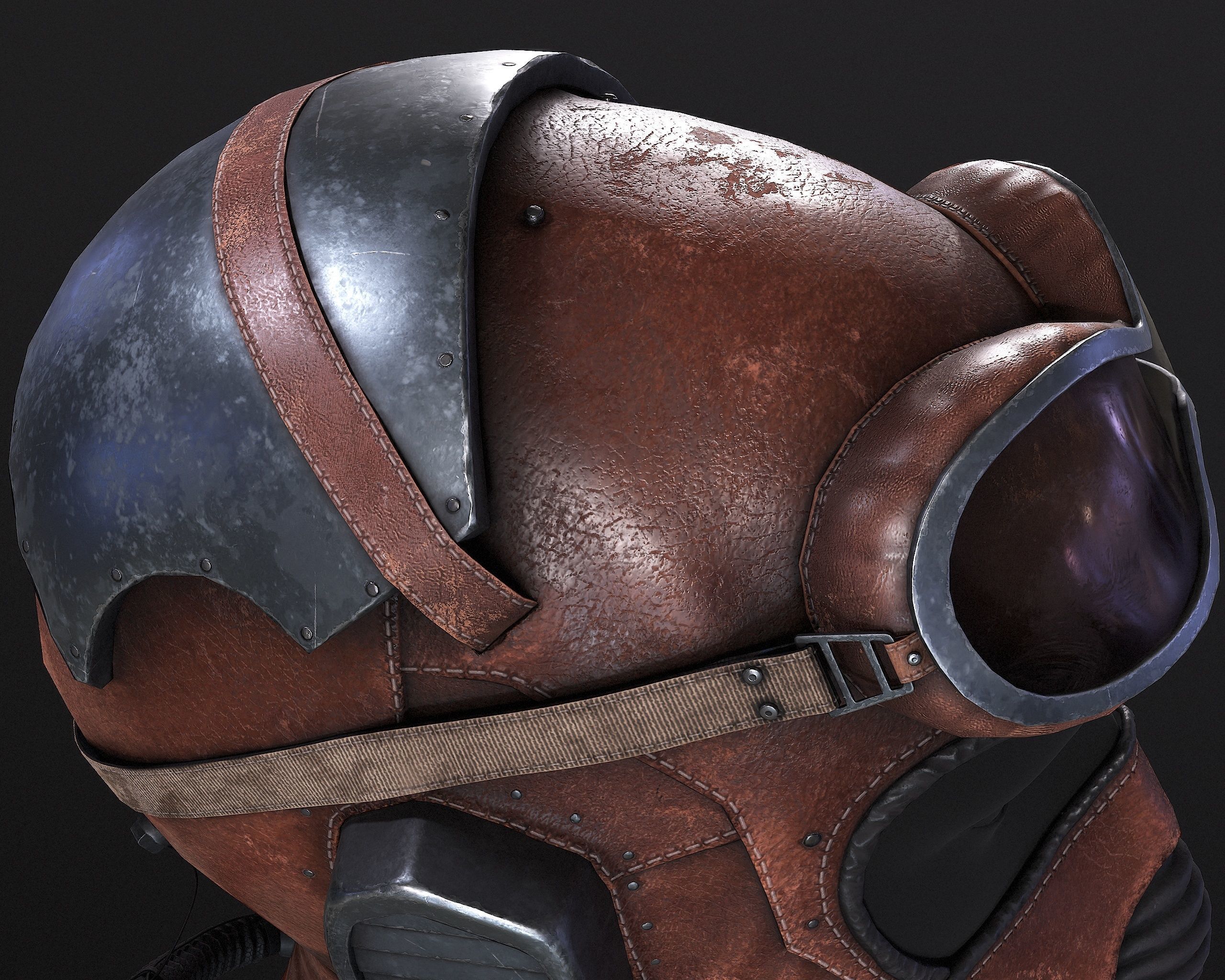 Steampunk Helmet Low-poly 3D model_12