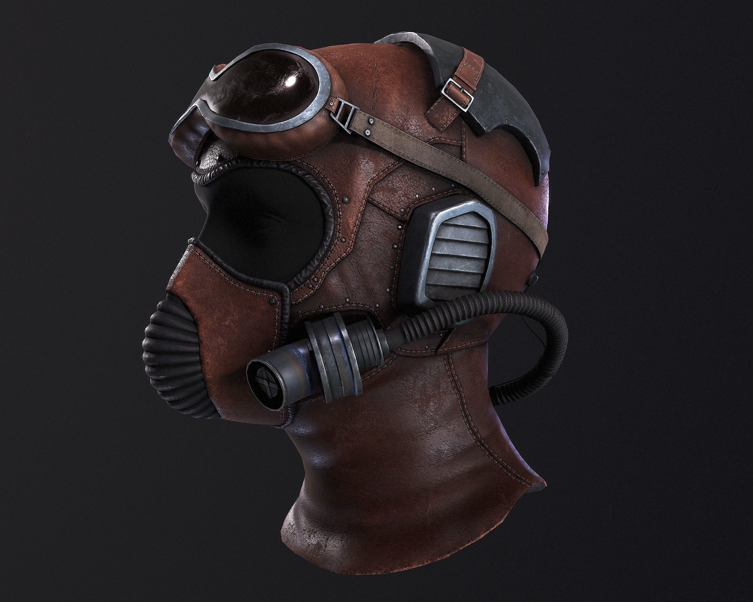 Steampunk Helmet Low-poly 3D model_4