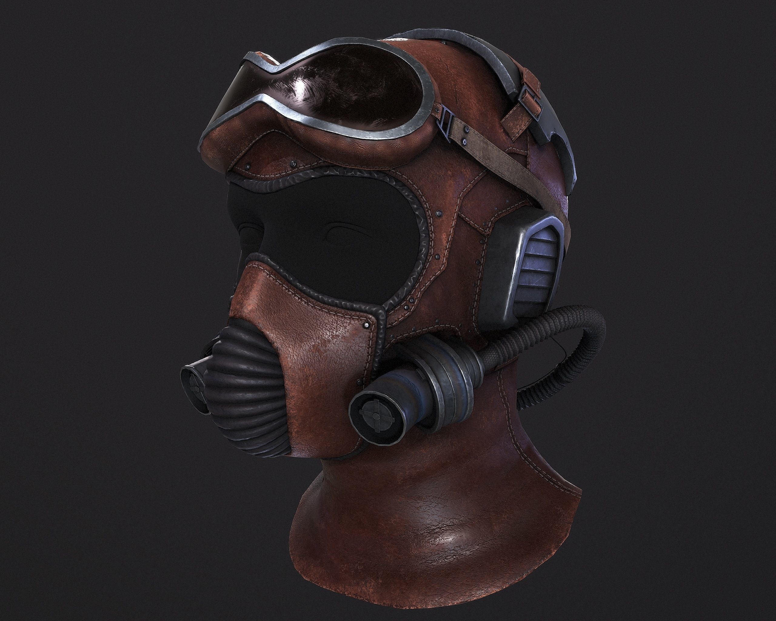 Steampunk Helmet Low-poly 3D model_3