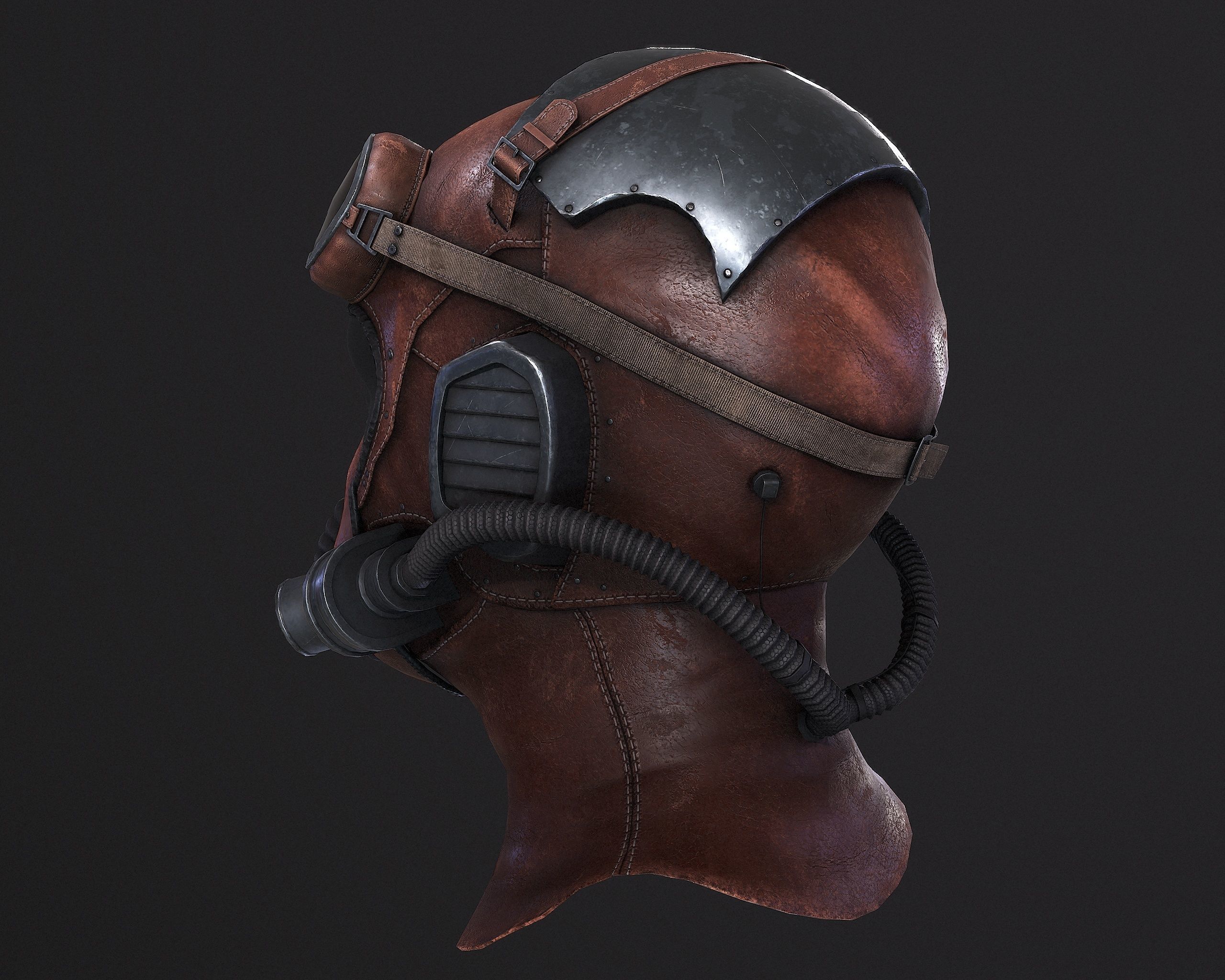 Steampunk Helmet Low-poly 3D model_5