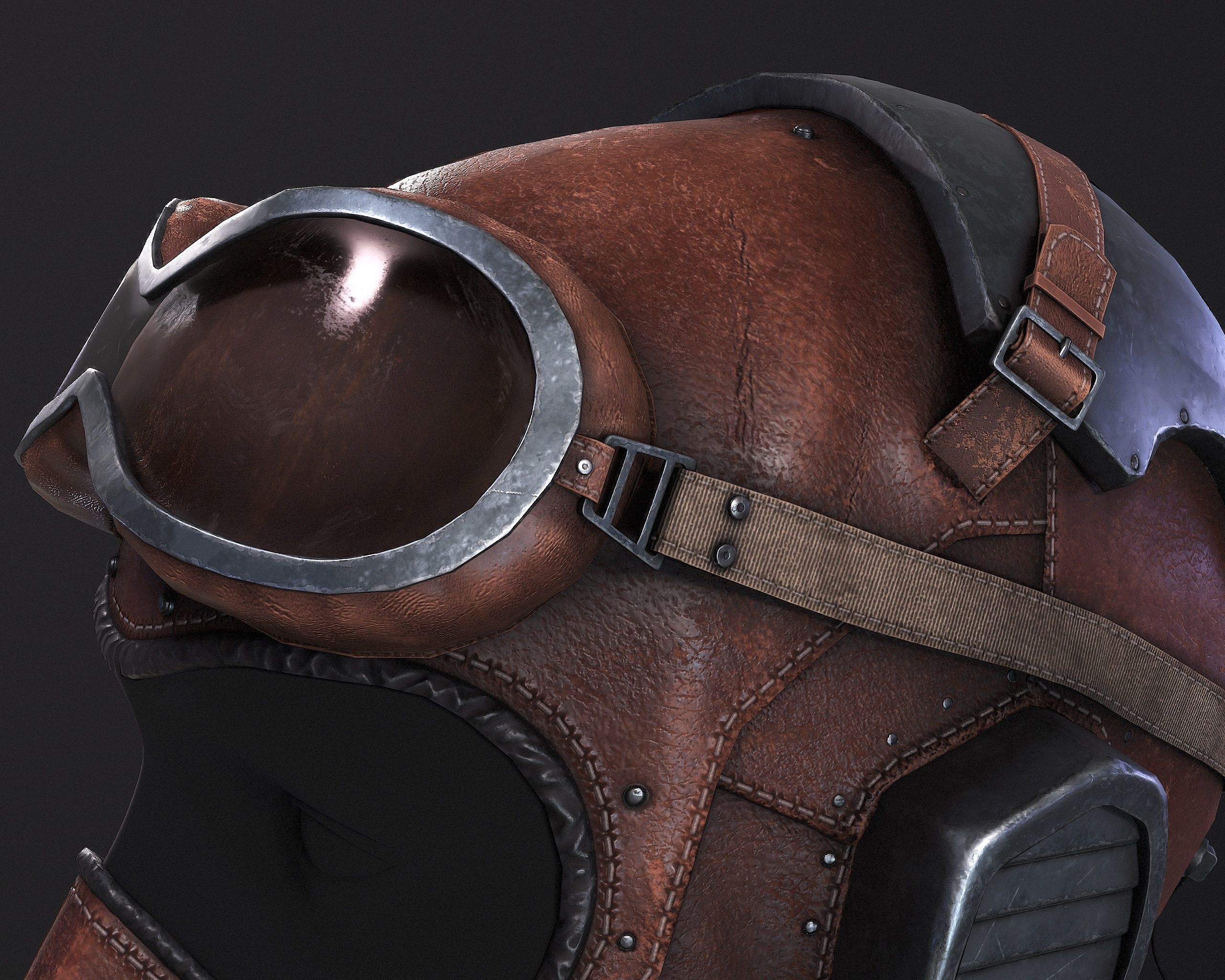 Steampunk Helmet Low-poly 3D model_10