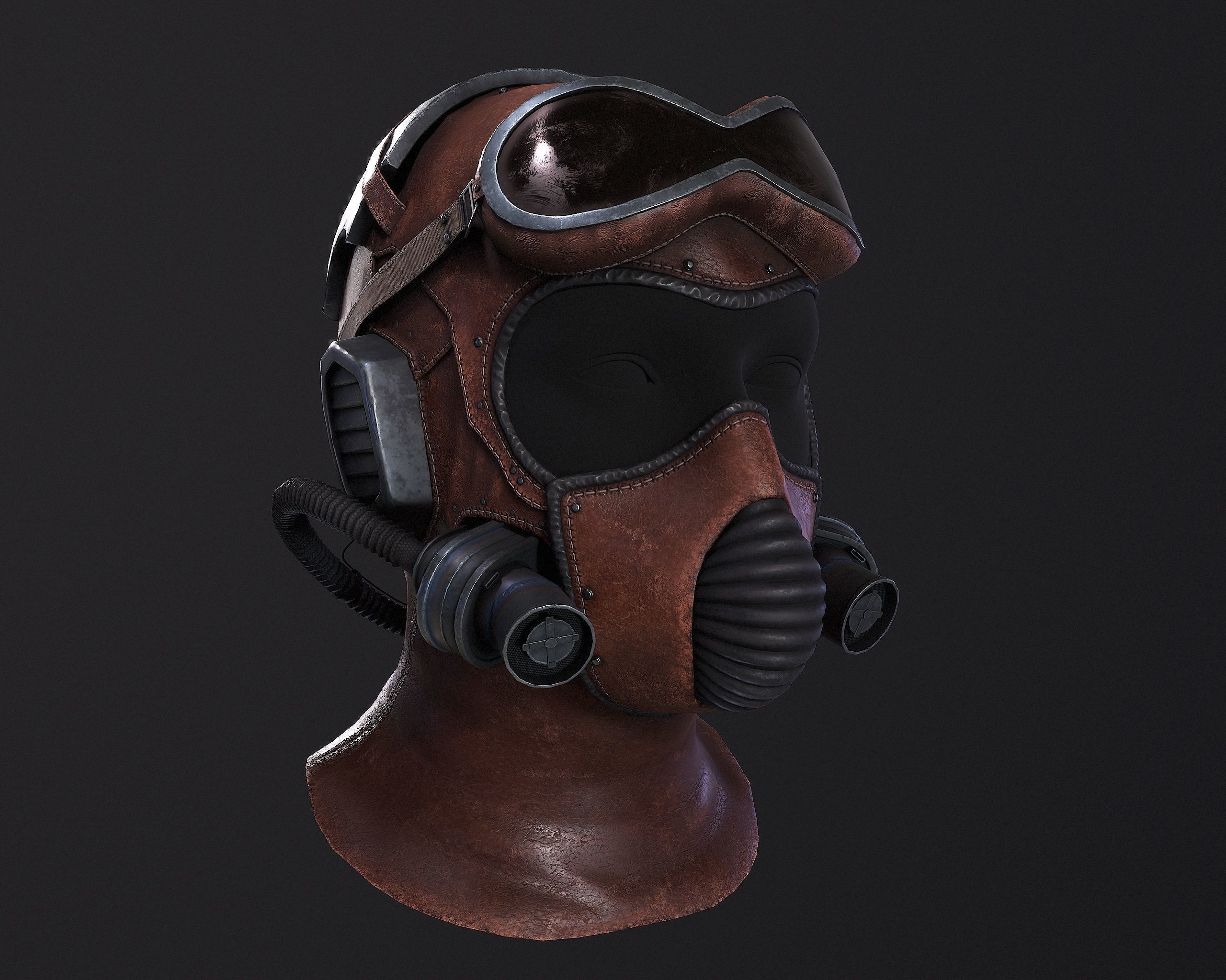 Steampunk Helmet Low-poly 3D model_9