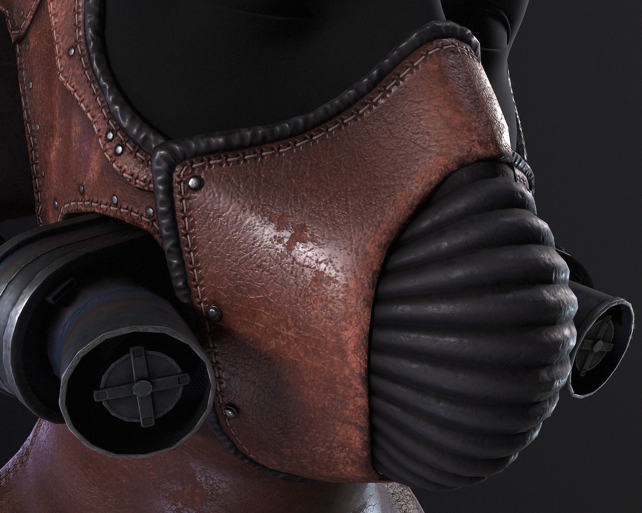 Steampunk Helmet Low-poly 3D model_2