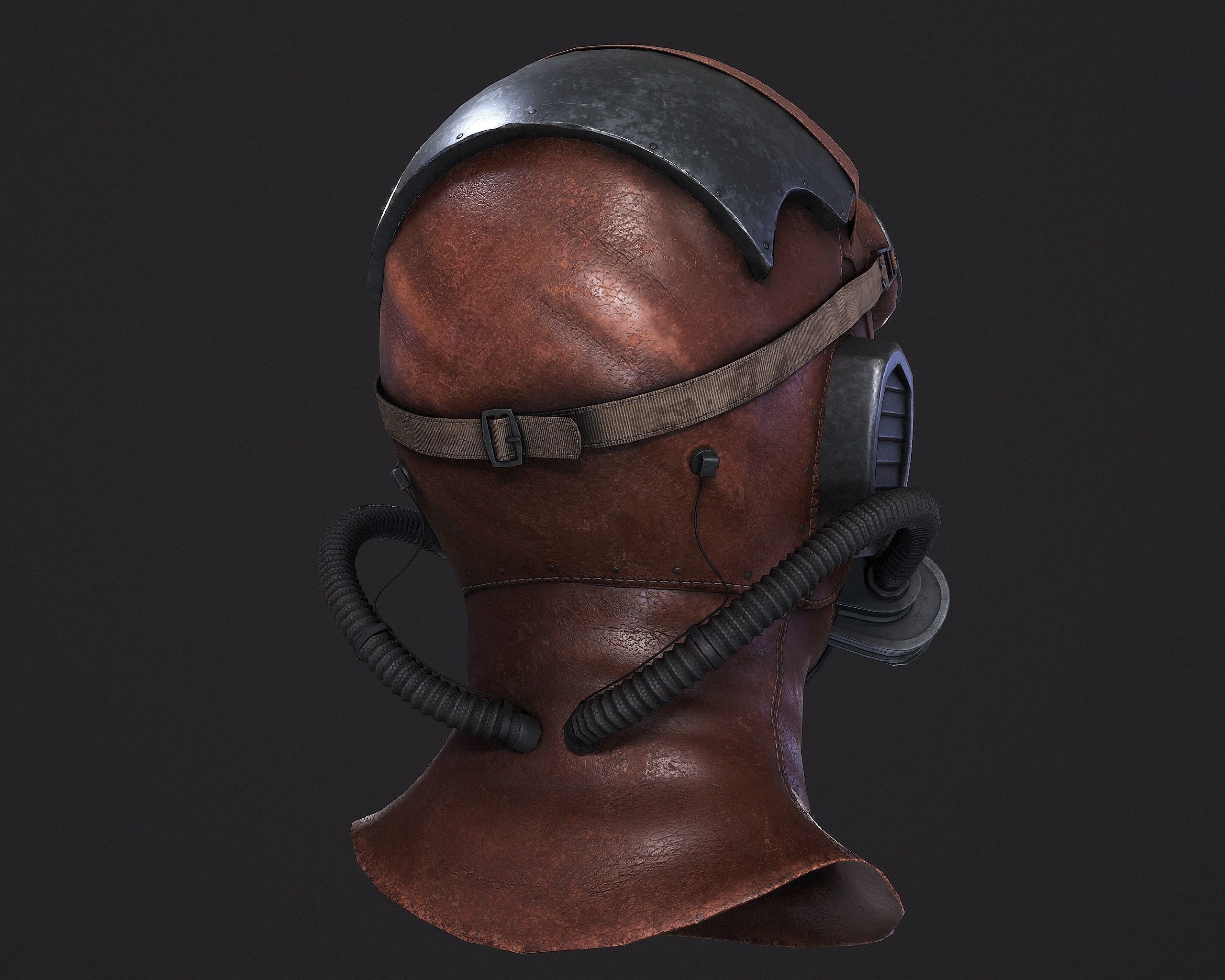 Steampunk Helmet Low-poly 3D model_7