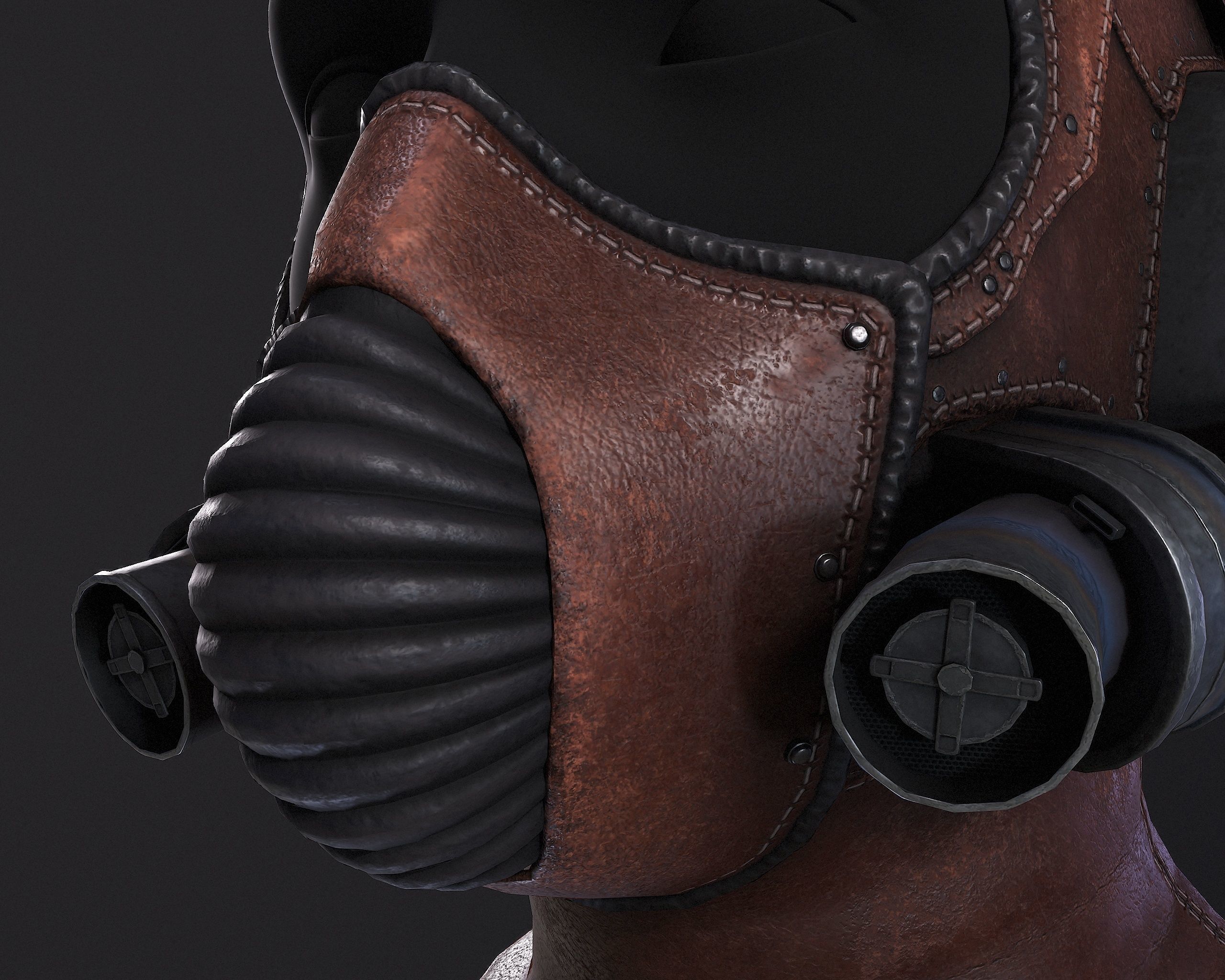 Steampunk Helmet Low-poly 3D model_13