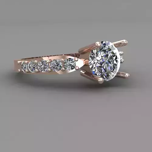 Rose Gold Women Diamond Ring 3D print model