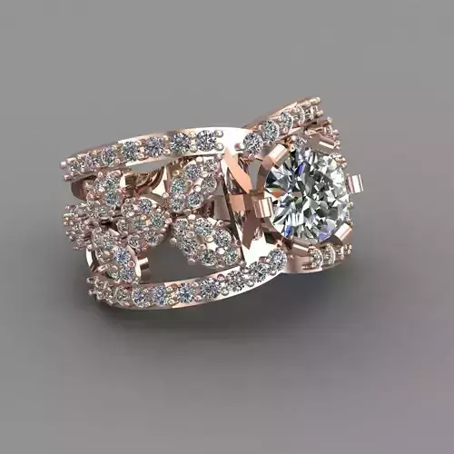 Rose Gold Women Diamond Ring 3D print model