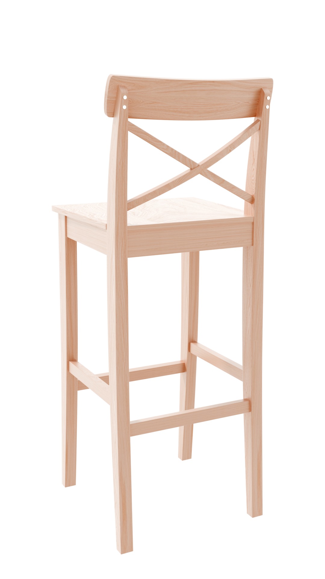 White wood bar chair 3D model_13