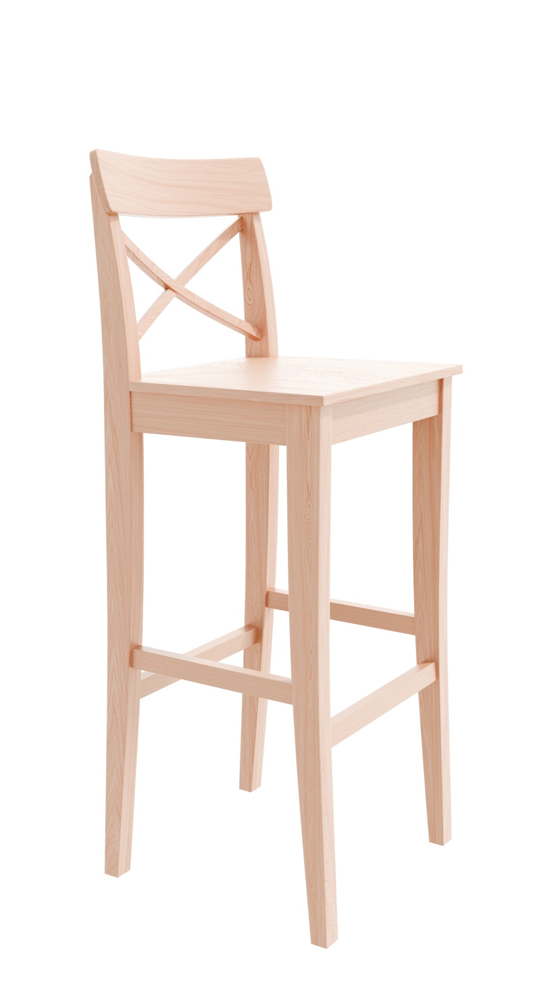 White wood bar chair 3D model_8