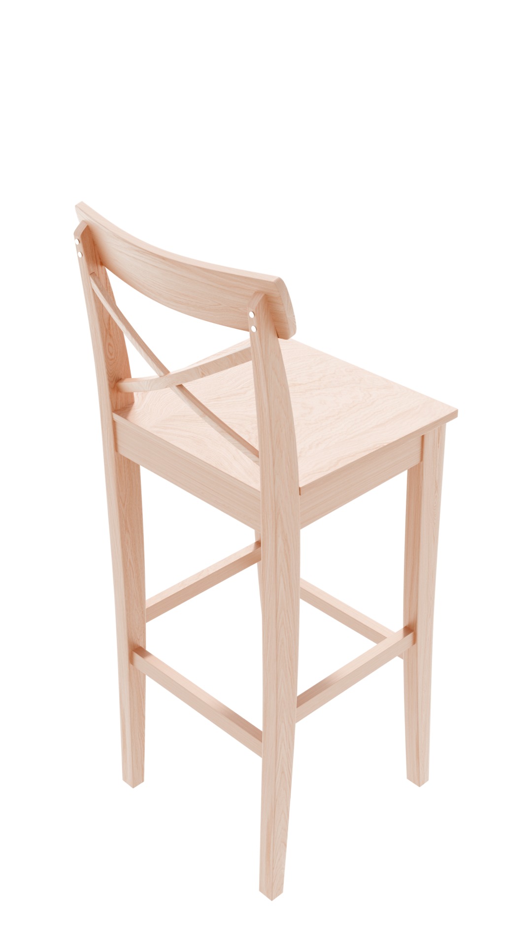 White wood bar chair 3D model_3