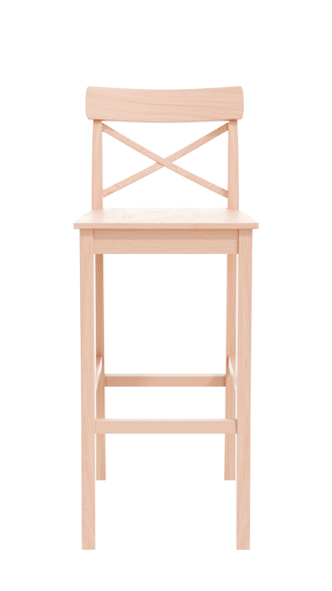 White wood bar chair 3D model_10