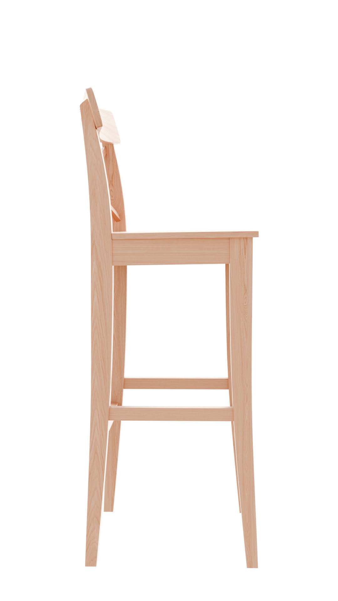 White wood bar chair 3D model_18