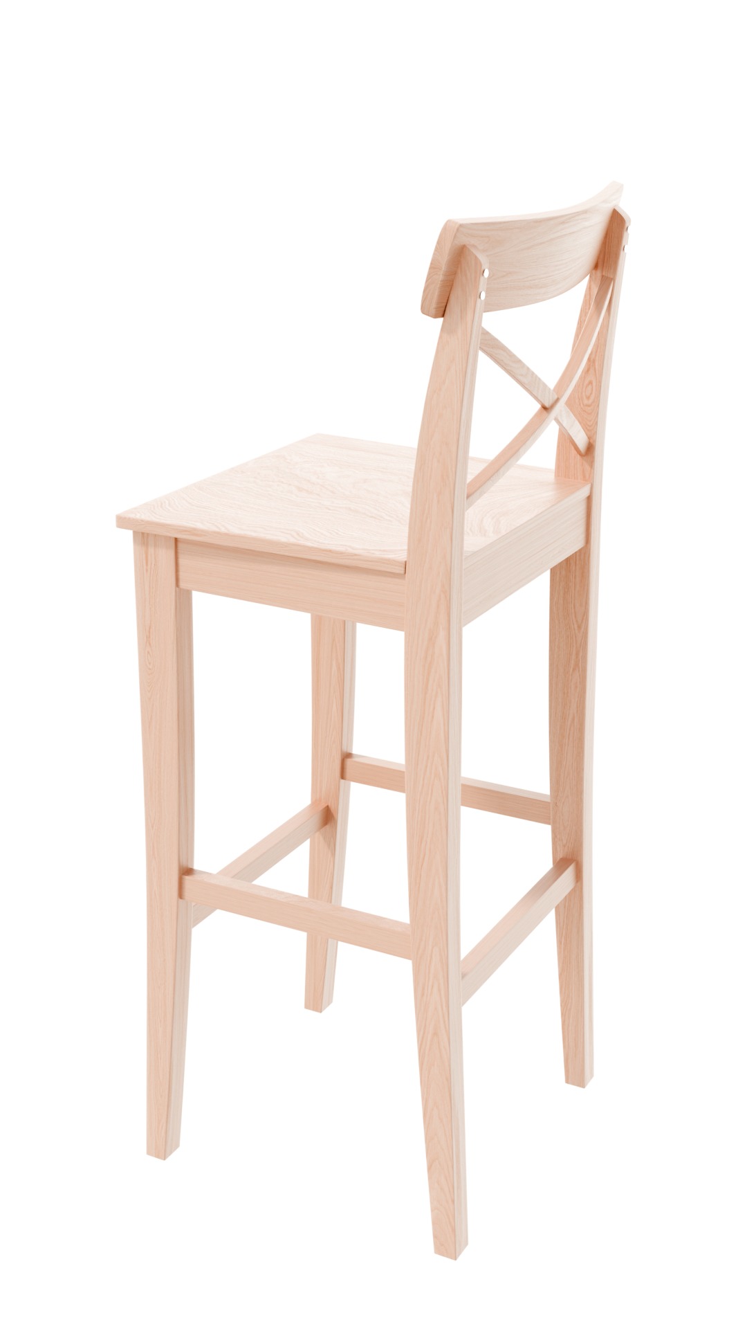 White wood bar chair 3D model_11