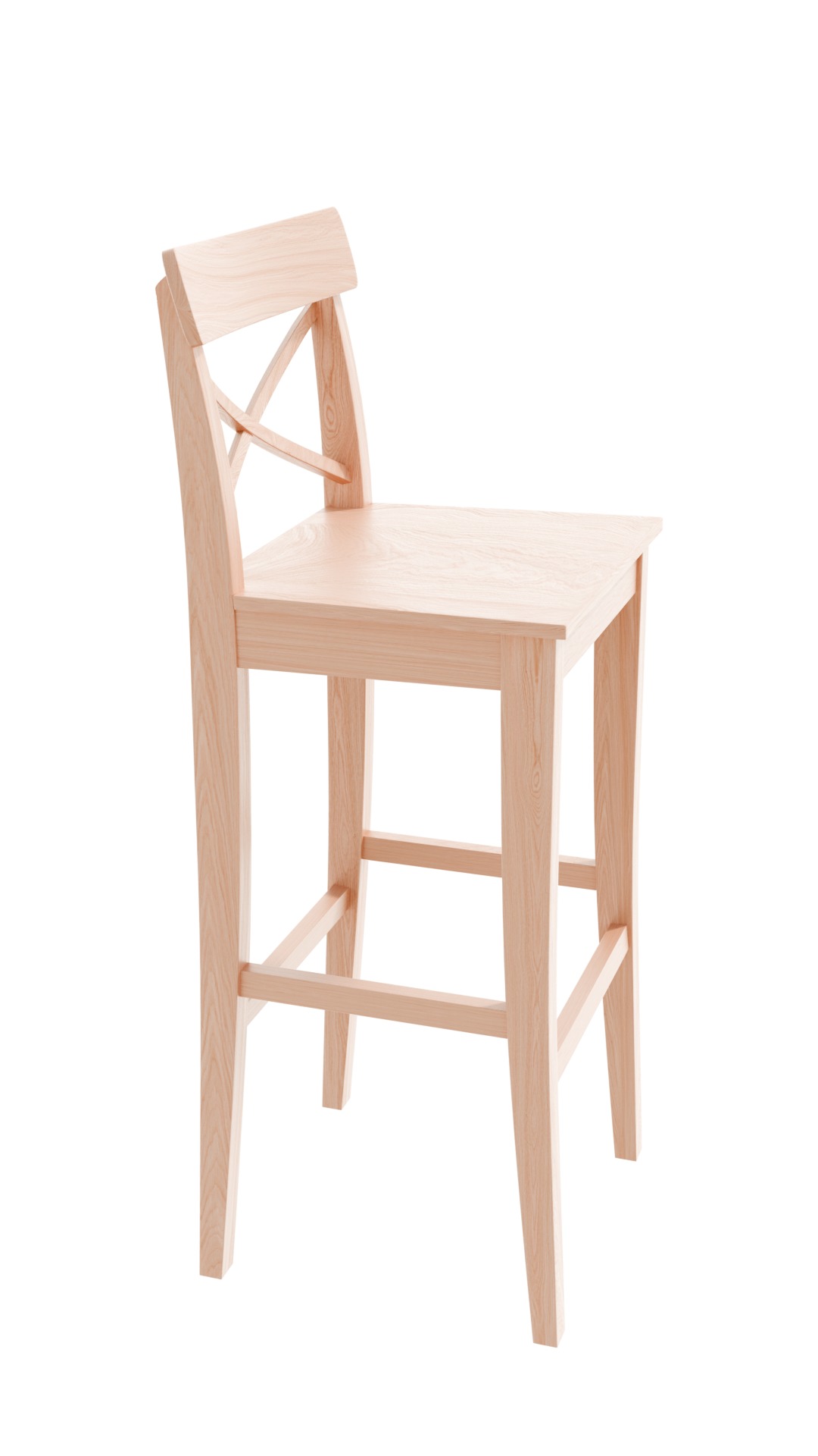 White wood bar chair 3D model_16